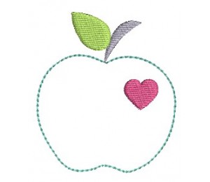 Stickdatei - Doodle Apfel Herzchen